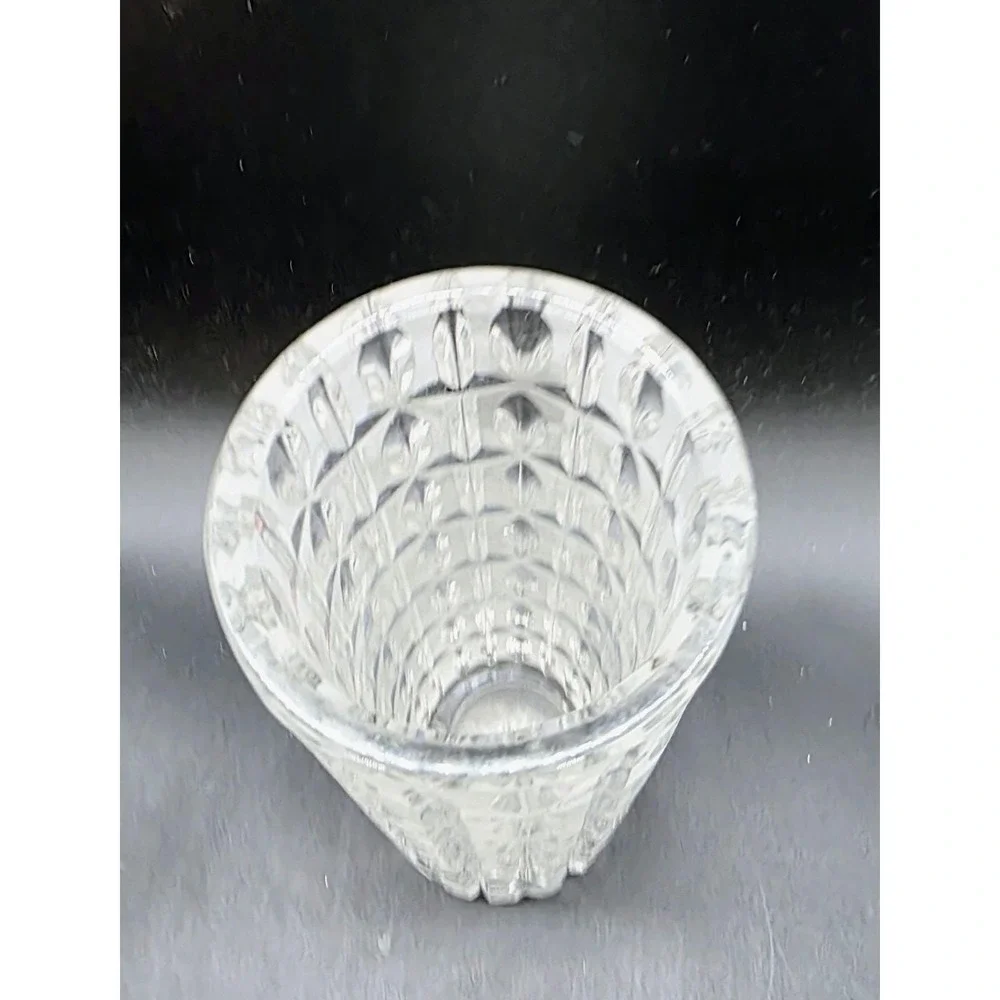 Vintage Nachtmann Mid Century Crystal Geometric Frosted Clear Cylinder Vase 7.5